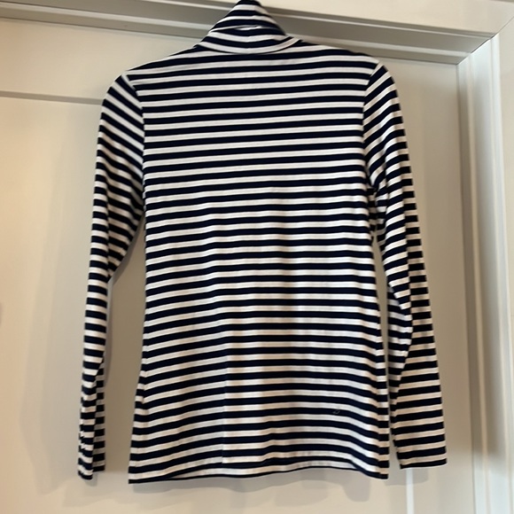 Women’s Lands End Small Fitted L/S Striped Turtleneck Shirt - Picture 5 of 6